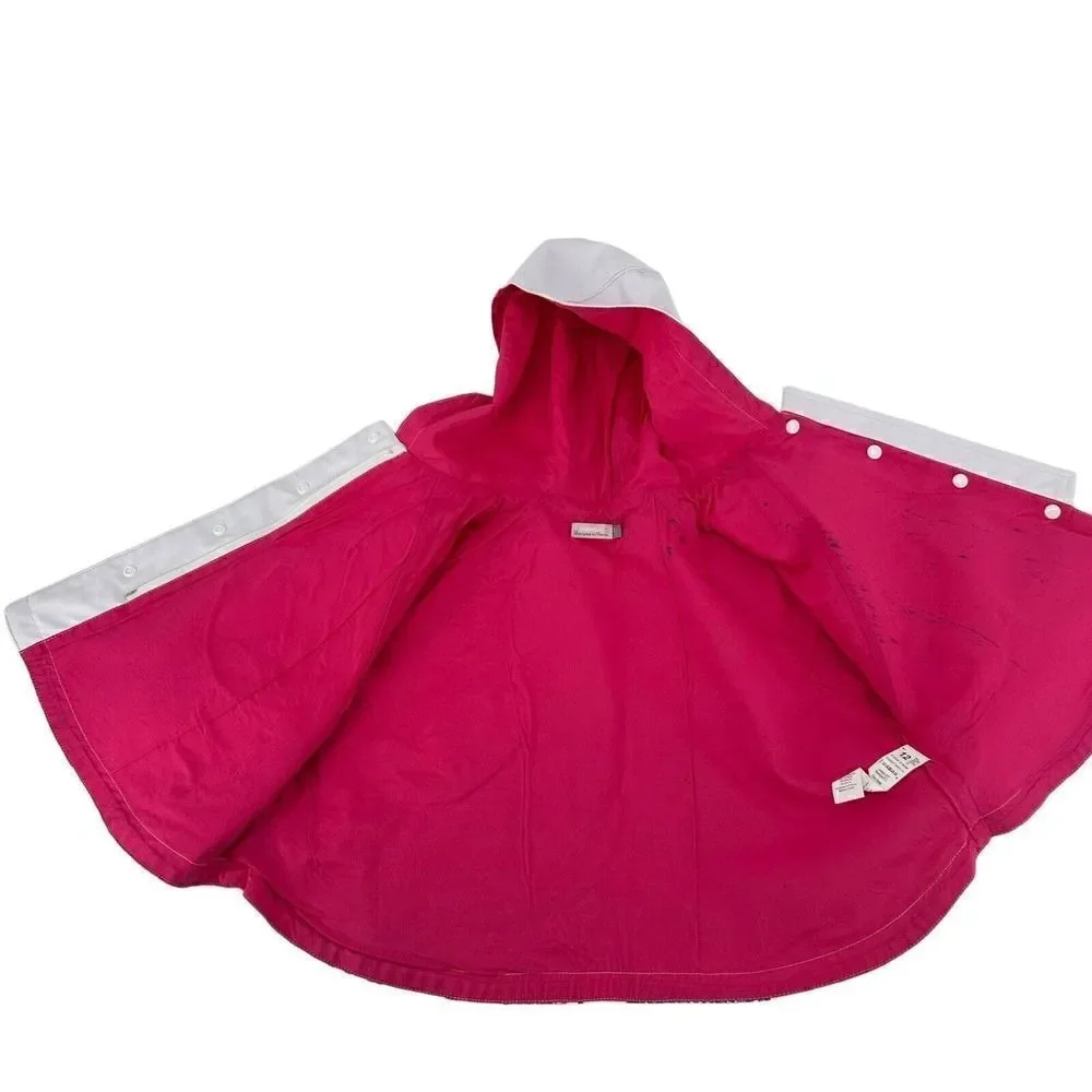 Catimini Rain Coat Baby Girl Size 12 Months Cheerful White Floral Spring Hooded